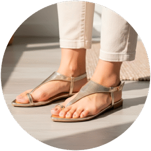 Sandálias em tons marrons e dourados